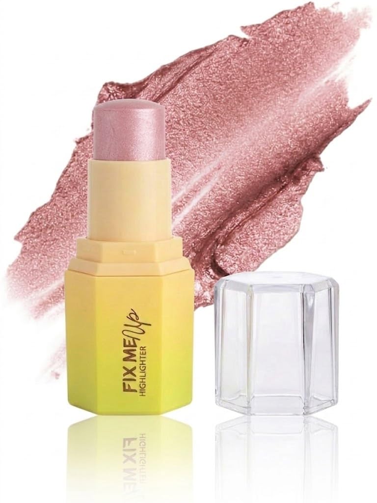Highlighter Makeup Stick, Cream Glow Shimmer for a Radiant Finish, Easy to Blend & Long-Lasting Highlight Make Up for Face Eyes Lips (N06)