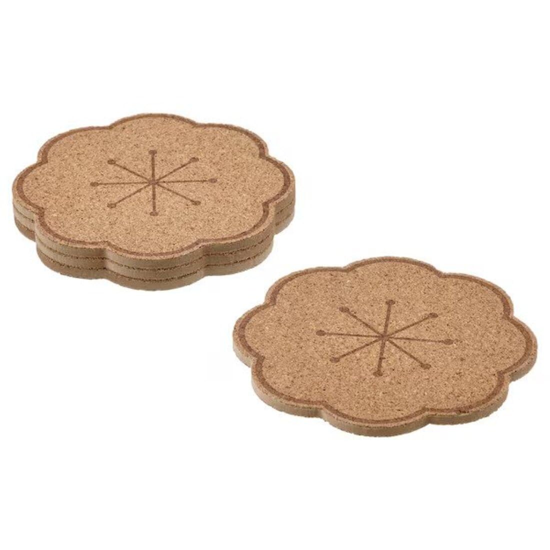 Digital Shoppy SVARTVIDE Coaster, Cork/Patterned, 10 cm (4 ")