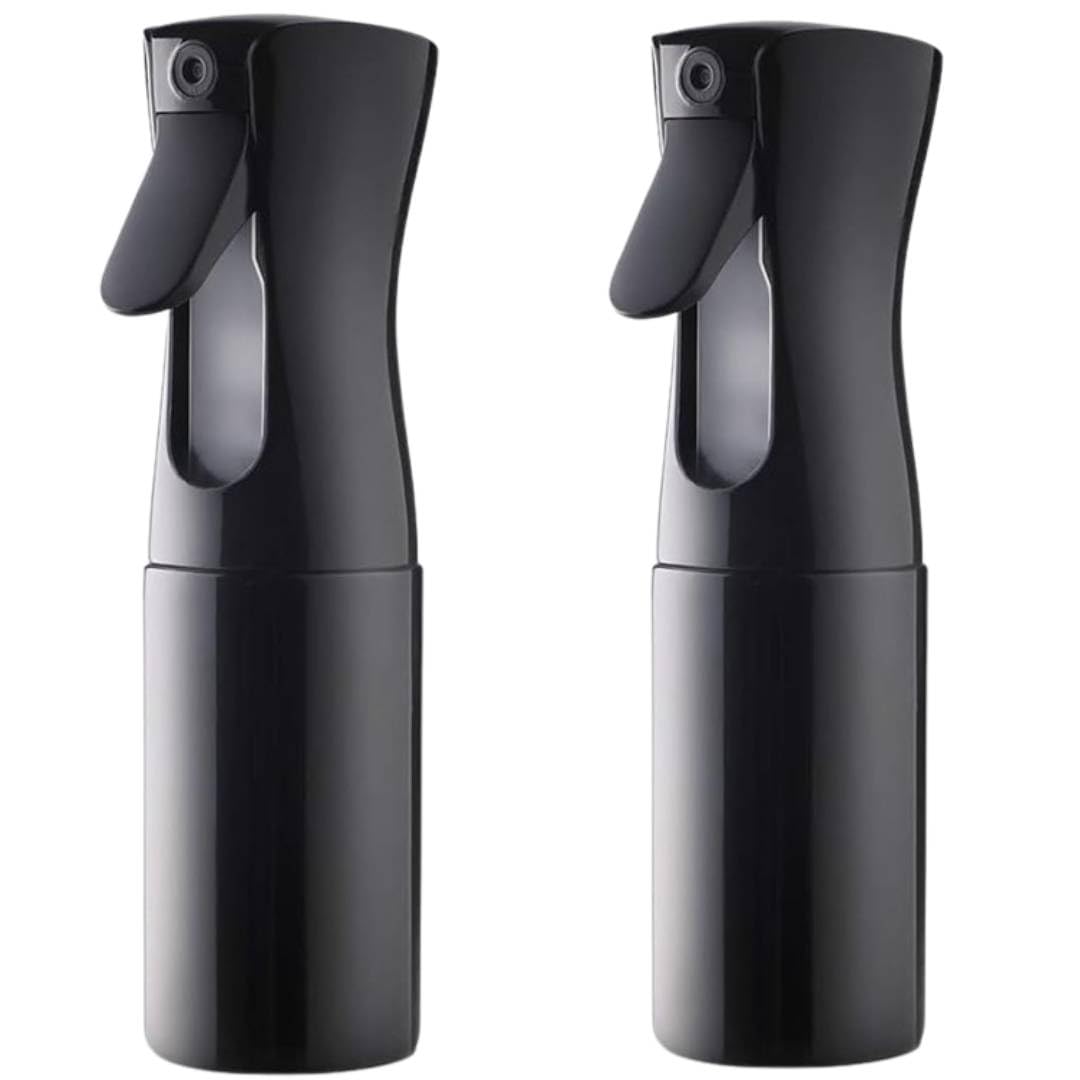 2 Pack Continuous Mist Spray Bottles for Hair 200ml Refillable Plastic Water Sprayers, Fine Even Mist with Easy Trigger for Styling, Cleaning, Plants, Salon & Home Use (Multicolor)