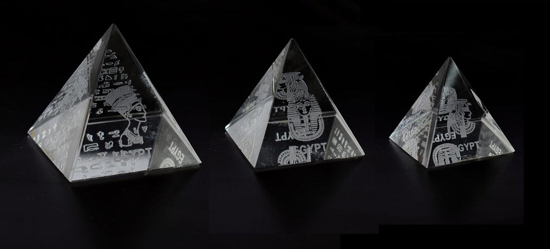 immatgar luxury pharaonic Statue Glass Egyptian 3 Pyramids souvenirs gifts from Egypt (3kings - 5.5 CM)