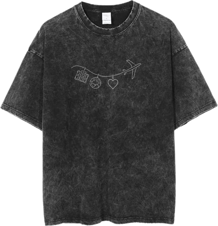 Minimalist Line Art travel travellar T-shirt Washed 5