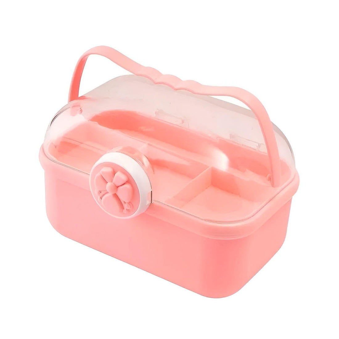 Storage Box - Durable 2-Tier Transparent Plastic Organizer with Handle, Portable Container for First Aid, Makeup, Jewelry, Toys, Art Supplies, and Office Essentials, Multi-Purpose Clear Bin