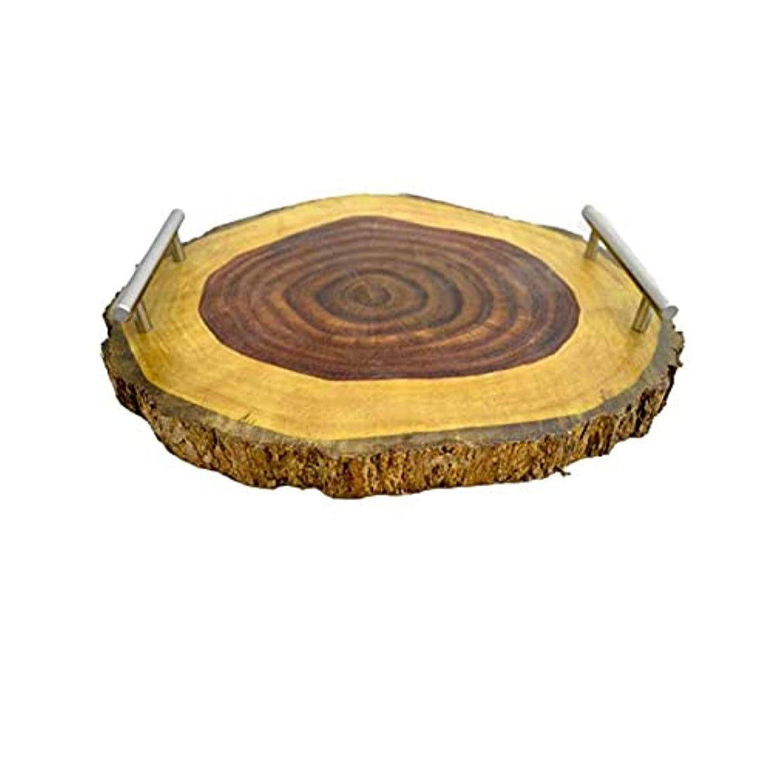 Egypt Antiques Thick Wooden Round Tray Handmade of Asersus with Texture and Color Tree Trunk Cutting Board (Large, 35cm, 2725600113551)