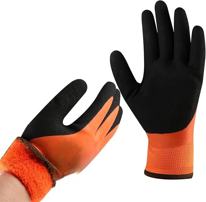 Multi-Use Safety Gloves XL – Latex Palm Coating, Strong Grip Work Gloves for Gardening, Building, Mechanical Tasks, Cold Protection, Orange