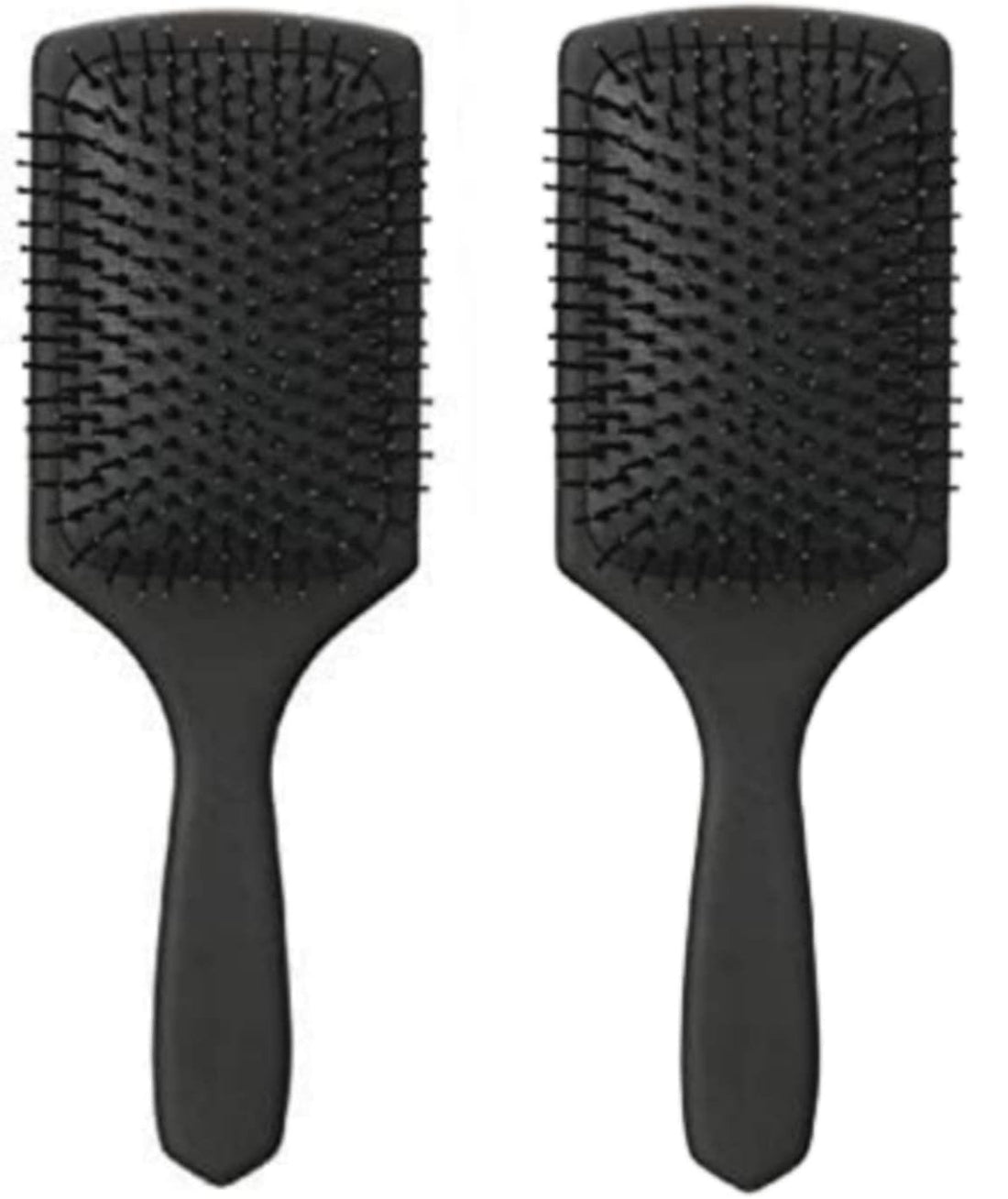 MT Rectangular Hairbrush with Large Cushions, Ideal for Drying and Detangling Hair, for Easy Styling, Straightening, and Smoothing. Black. (2-Piece Set)