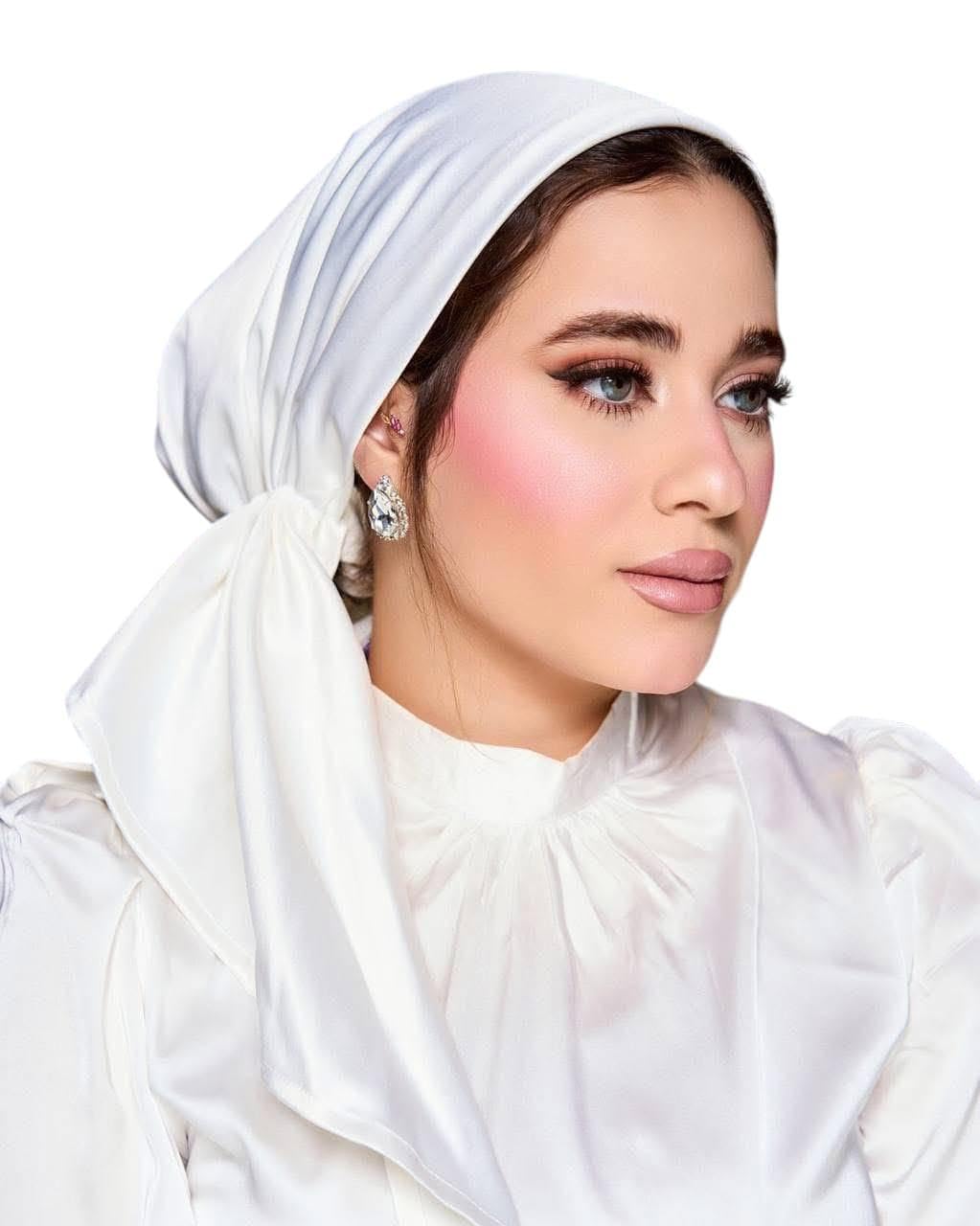 Muslim Hijab Pleated Design, White, Soft Fabric, Fashion Style
