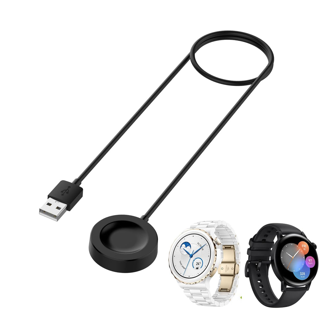 Magnetic Charger for Huawei Watch 5/4/4 PRO,GT 6/GT 6 Pro/GT 5/GT 5 Pro/GT 4/GT 3/GT 3 Pro/GT2 PRO, Fit 5/5Pro,Fit 4/4Pro and Watch D/D2/Buds, 3.3ft USB Charging Cable Stand