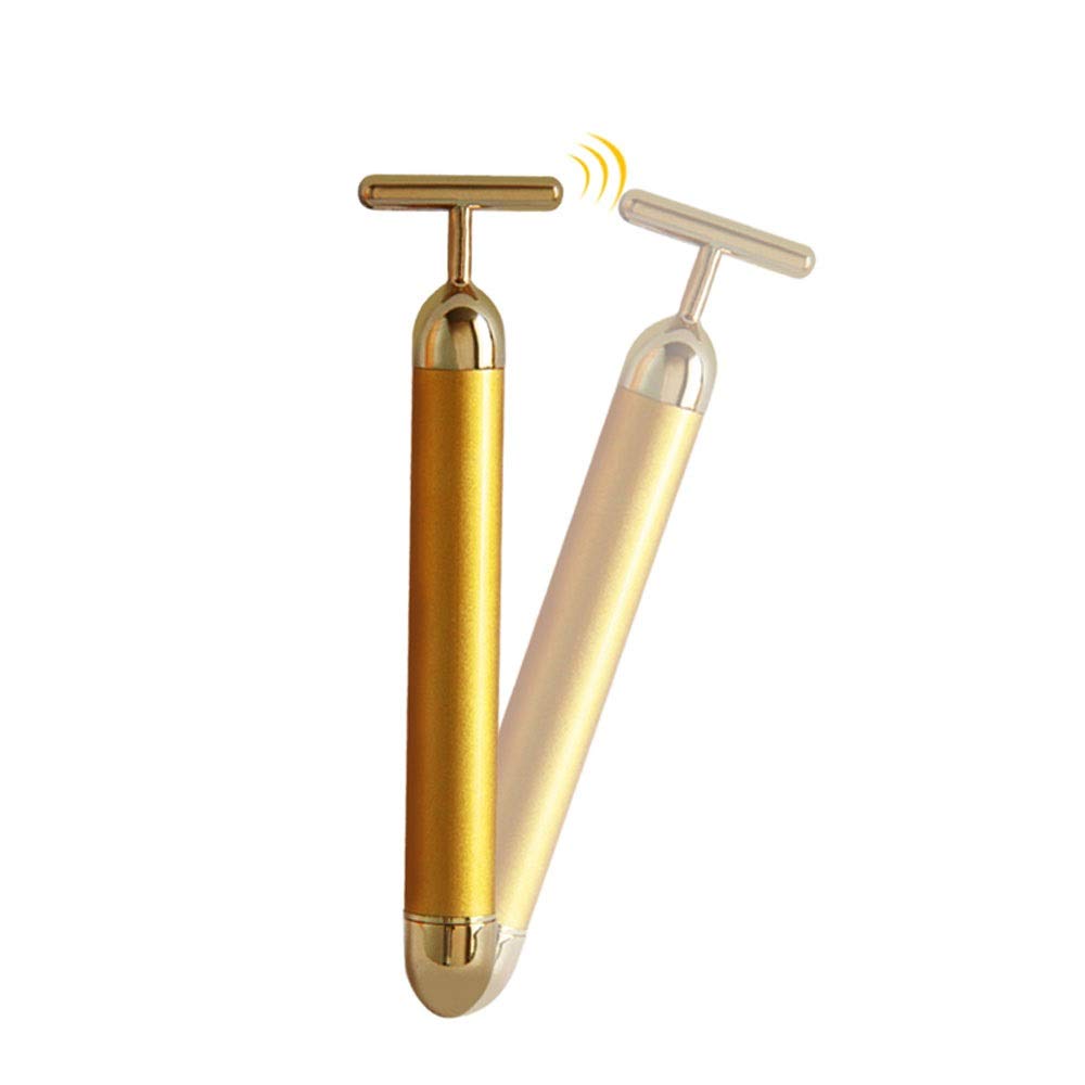 Golden Beauty Bar Pulse Facial Massager T-Shape Electric Sign Face Massage Tools For Sensitive Skin Face Pull Tight Firming Face