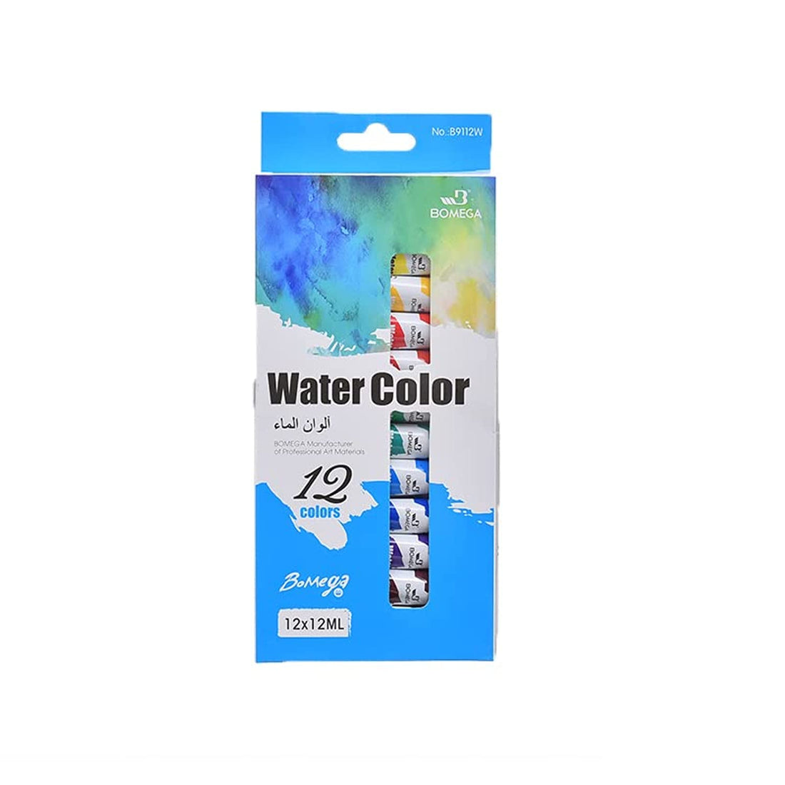 Bundle Of Bomega Water Colors (12ml) Pack Of 12 Pieces With Keep Smiling Artist Set Of 5 Brush
