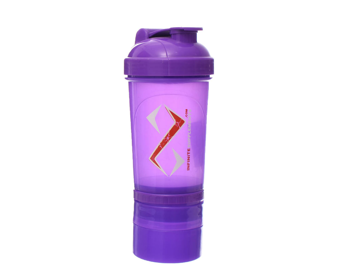 Infinity Premium Bottle for Gym with Storage Organizer for Medicine,Sports 3-Layer Leak Proof Lid and Twist Lock Container BPA Free - Purple
