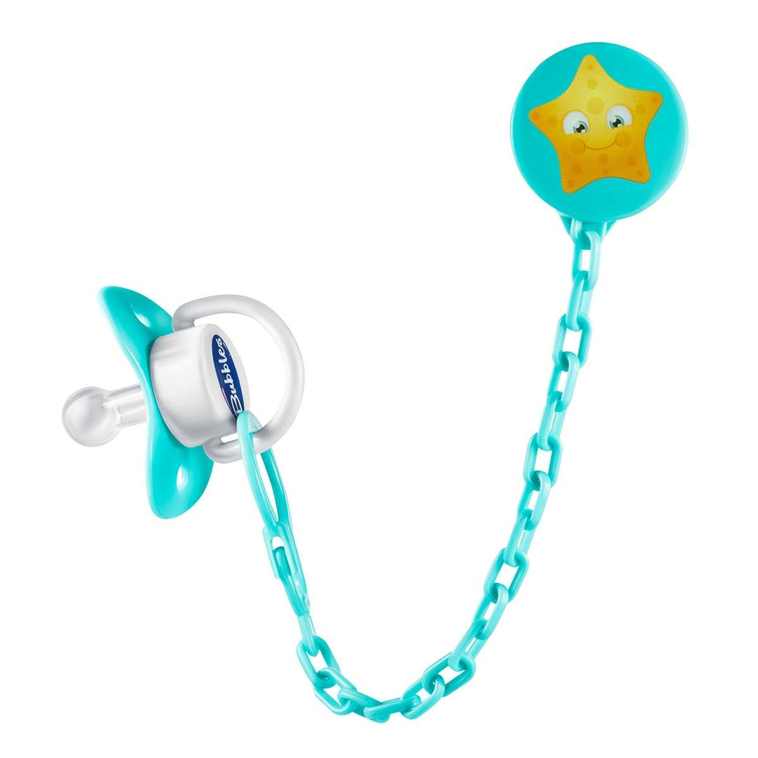 Bubbles pacifier with chain - green