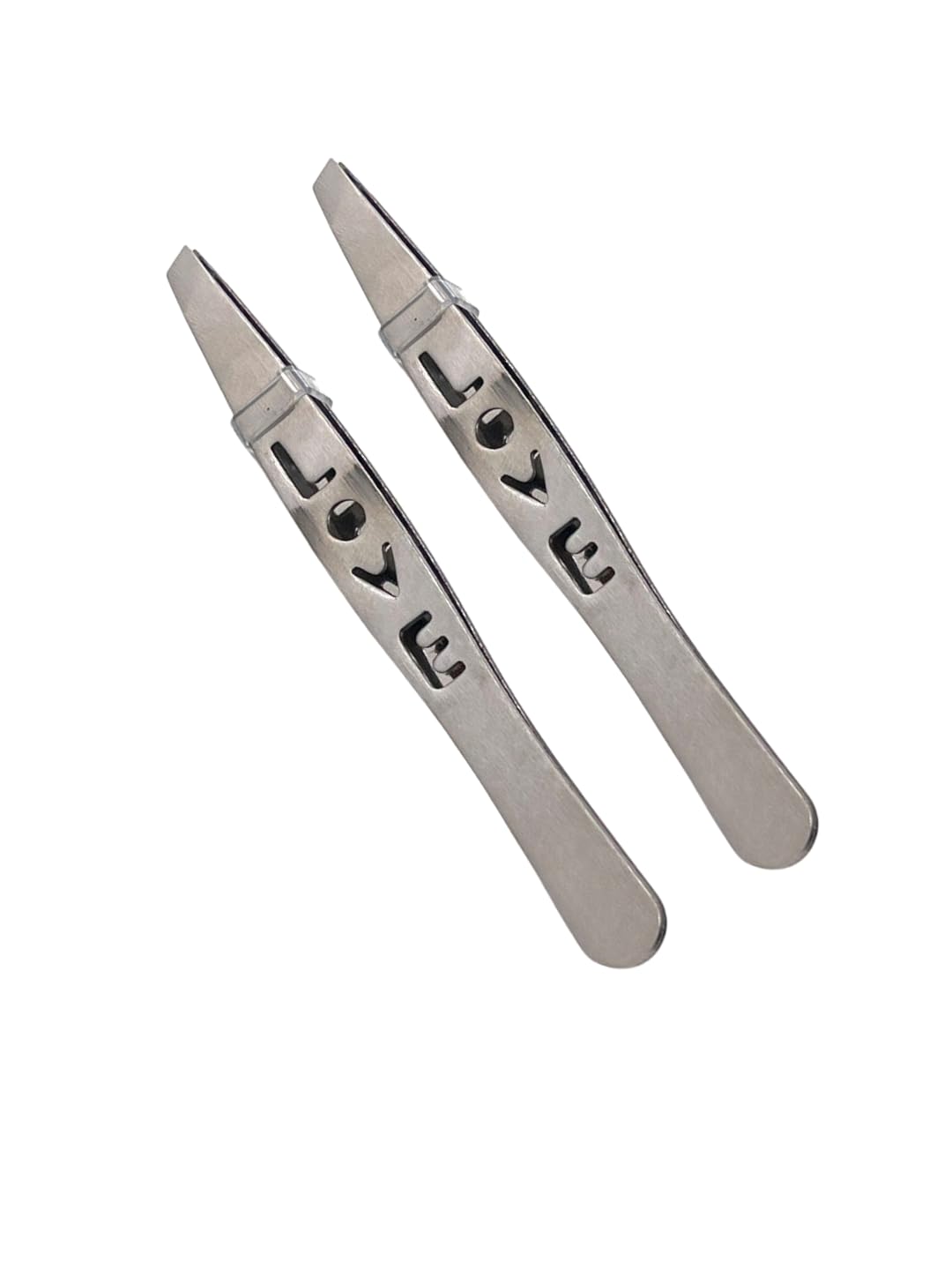 Professional Eyebrow Tweezers With Ergonomic Handle Set Of 2 Pieces - Silver