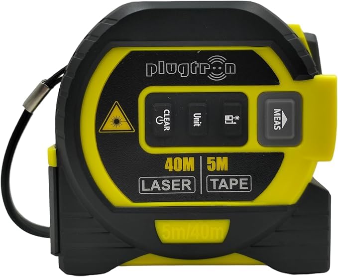 Laser Tape Measure Cross laser line 3 In 1, Laser Measure 131ft40m, Measuring Tape 16ft5m, Cross Line 32ft10m, Digital Laser Distance Meter For Measuring AreaVolumePythagorean-Black&Yellow