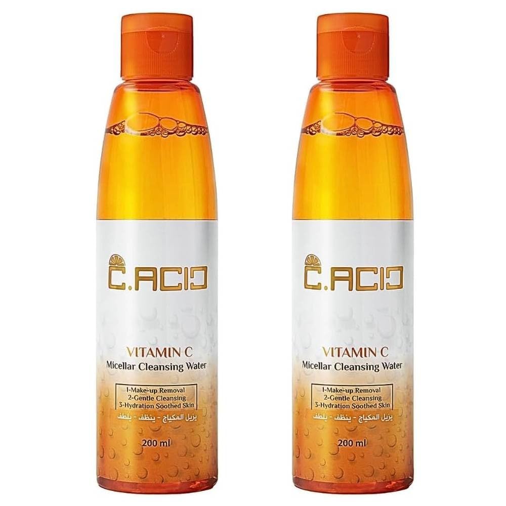 C.Acid Vitamin C Micellar Cleansing Water, Makeup Remover, Skin Brightening, 200ml, (1 + 1)