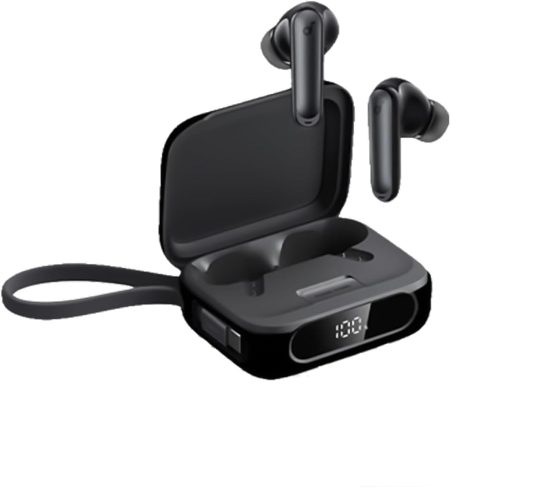 Dl3 Mobilak Compatible with Anker Soundcore P41i Case Cover, Soft Silicone Shockproof Protective Skin Case for Soundcore P41i Wireless Earbuds with Carabiner, Front LED Visible (Black)