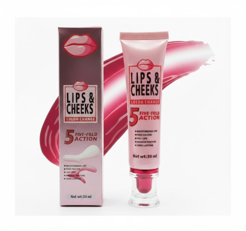 2 IN 1 lip and cheeks MAGIC BLUS- Tint Dream Blush -5 FOLD ACTION - Nourishes & Repairs Skin, Long Lasting, Water Based Formula For a Seamless Creamy Matte Finish, Skin, 30ml -COLOR CHANGE