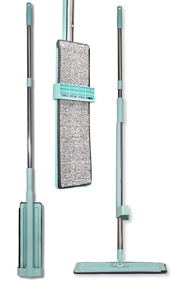 SWOPPLY Free Hands Squeeze Mop - Magic Flat Mop With Self-Cleaning Microfiber Pad for Floor Cleaning at Home & Office