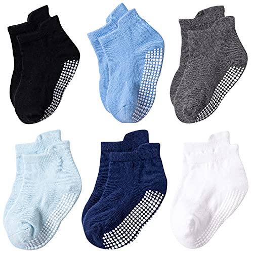 6 Pairs Baby Socks With Grippers, Non Slip Grip Baby Socks
