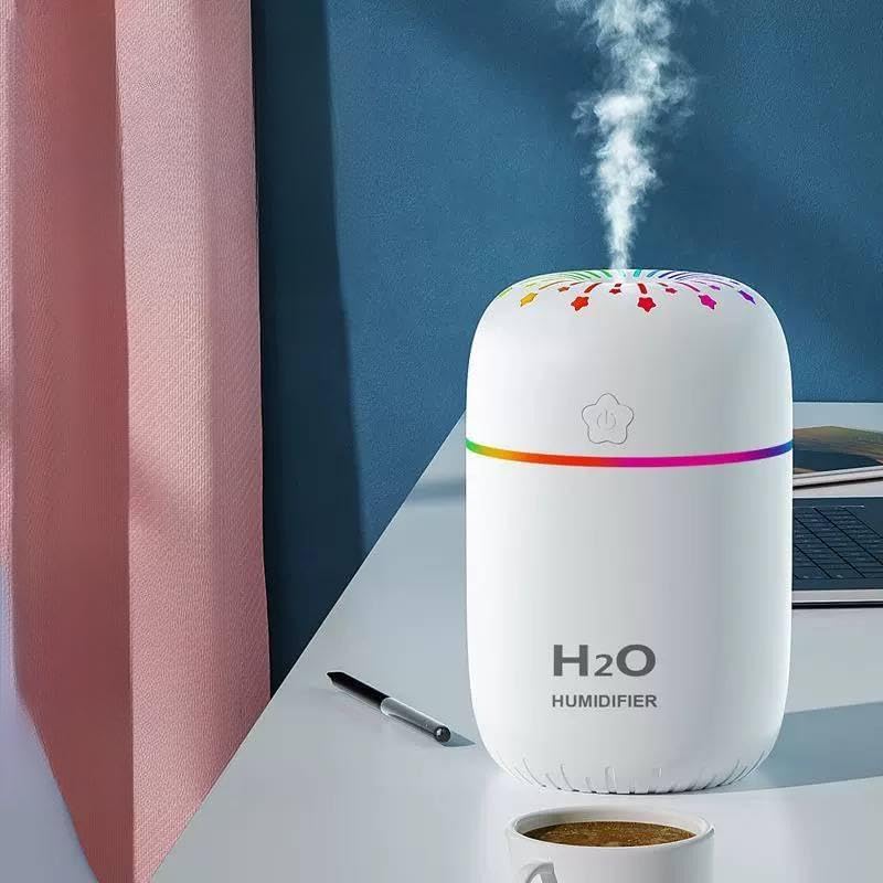 USB Humidifier with 7-Colour LED Lights, Automatic Shut-off, White (White)