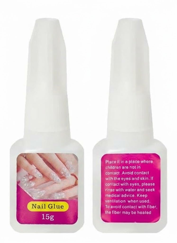 Nail Glue press on nail glue with brush for nail tips Strong Adhesive for Acrylic Nails Brush on nail tips Extension Glue Long-Lasting Quick-Drying Glue-15gm (N3)