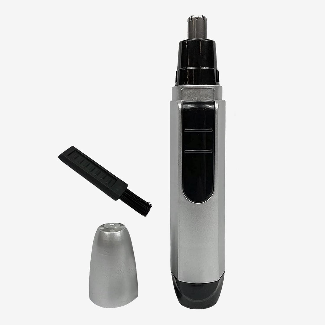 Ear and Nose Hair Trimmer for Men or Women | Cordless Electric Dual Blade Grooming Tool in Silver Powered by Battery and Water Resistant with Skin Safe Stainless-Steel Blades