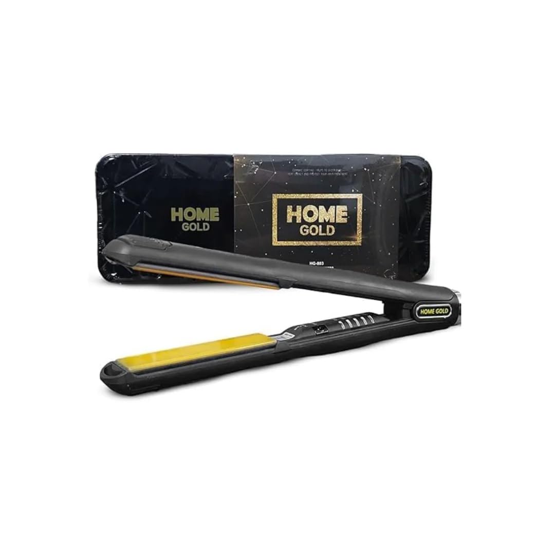 HOME GOLD Hair Straightener, Professional 980°F Heating, Nano Ceramic Coating, and Ionic Technology for Smooth, Effortless Styling - (Black HG-803)