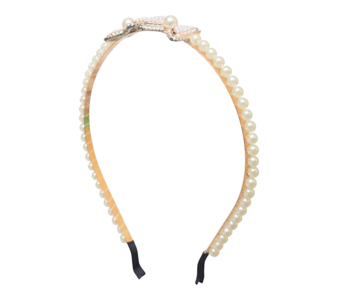Daphne Girls' Satin Bow Hairband With Beads - Semon