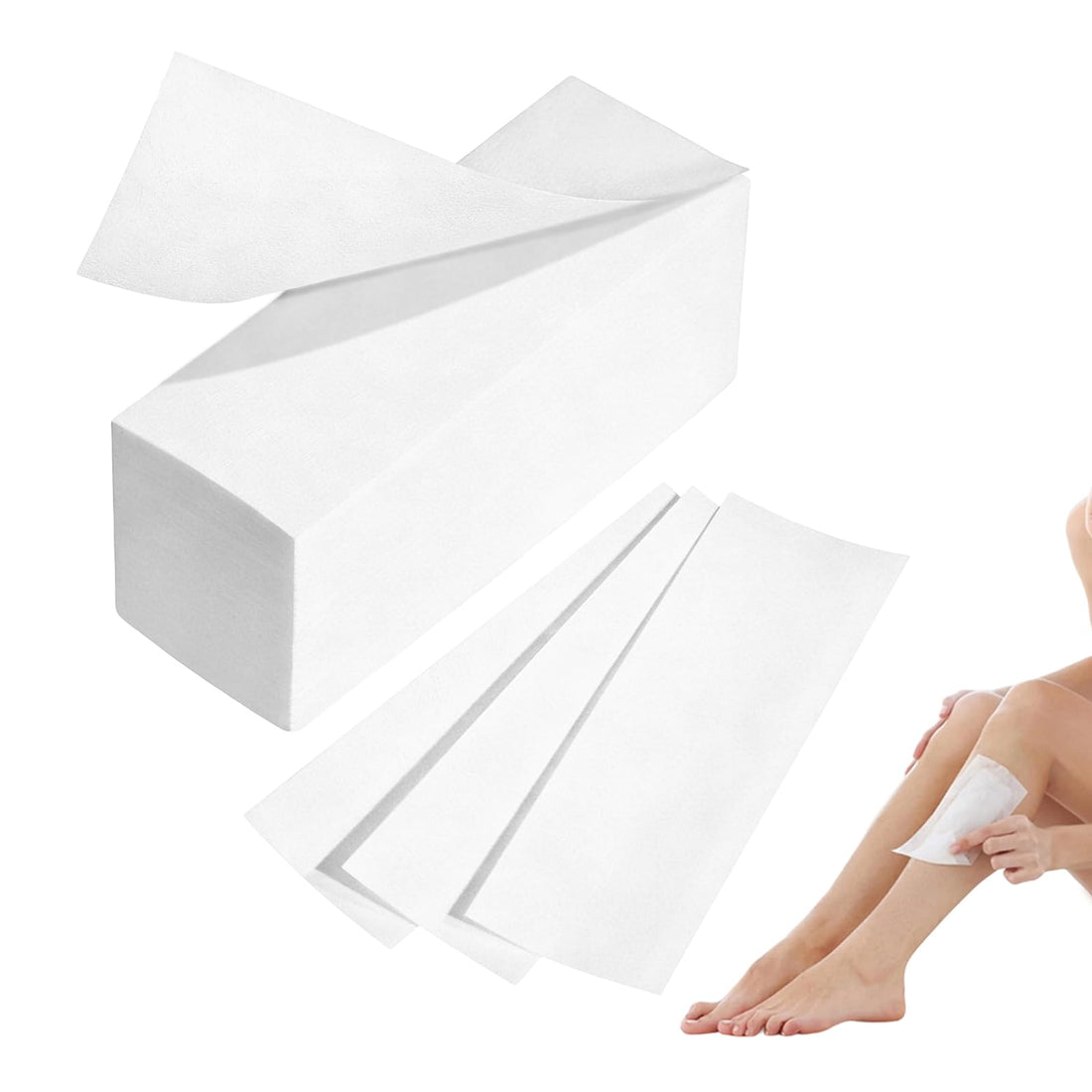 QUUPY 20X7CM 100 Sheet/Pack Disposable Professional Hair Removal Tool Depilatory Paper Nonwoven Epilator Women Wax Strip Paper Shaving Roll Waxing Smooth Legs