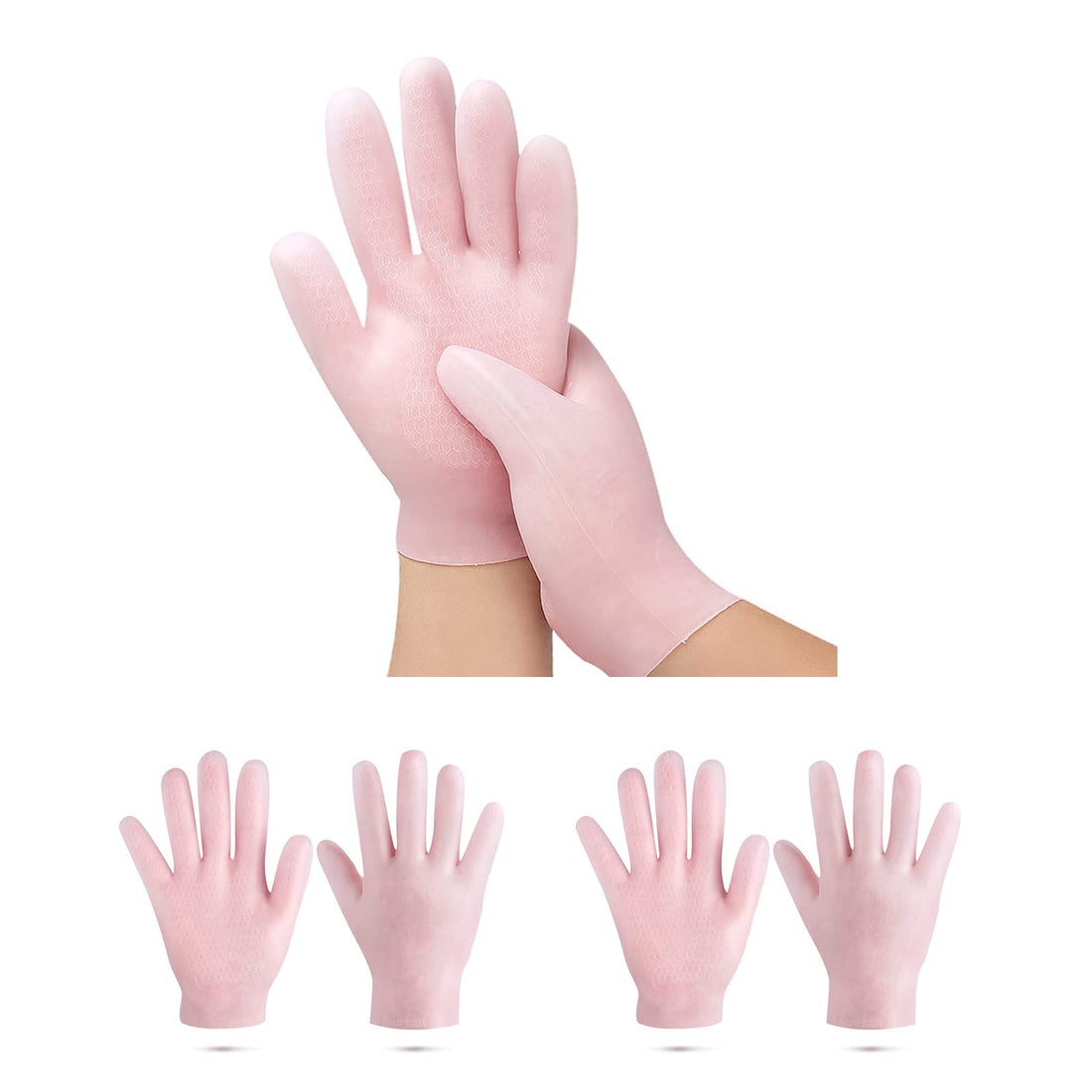 Moisturizing Gloves, Soft Silicone Gloves, Gel Spa Hydrating Gloves, Aloe Lotion Gloves for Repairing Dry Cracked, Aging Hands, Eczema, and Softening Rough Skin, Calluses, One Size Fits Most (1 Pair)