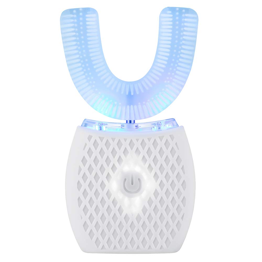 Automatic Ultrasonic Toothbrush, Electric Ultrasonic Toothbrush, 360° Ultrasonic Toothbrush for Adults, Teeth Whitening Brush with Timer, Electric Toothbrush, Wireless Charging (White, M)