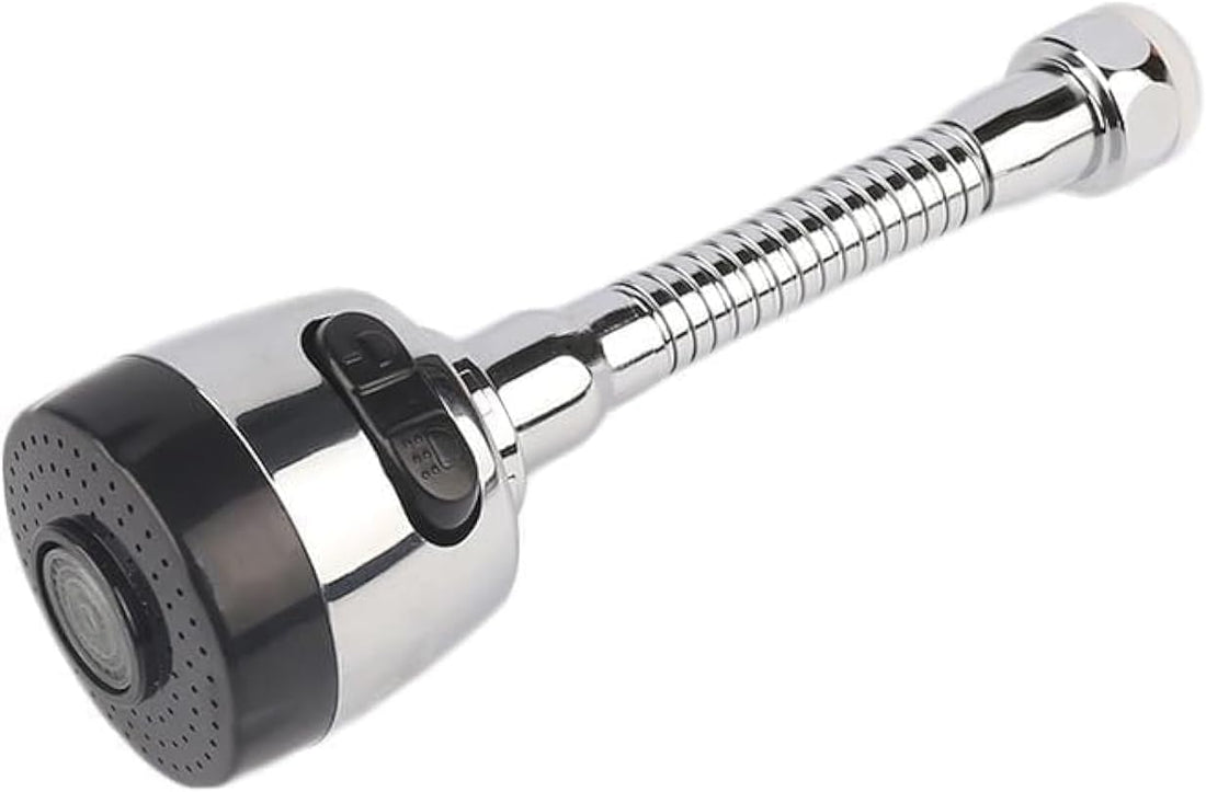 Premium Kitchen Faucet Head, Silver Chrome, Metal, Flexible Hose, Built-in Filter, Universal Fitting, Water Saving, Splash Proof, Sk-fa001