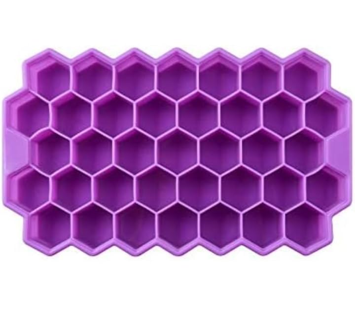 Downtown 2-Pack Purple Honeycomb Ice Cube Trays with Removable Lids, BPA-Free Silica Gel Molds for Easy Ice Release, Stackable Silicone Trays for Chilling Drinks and Freezing Sauces