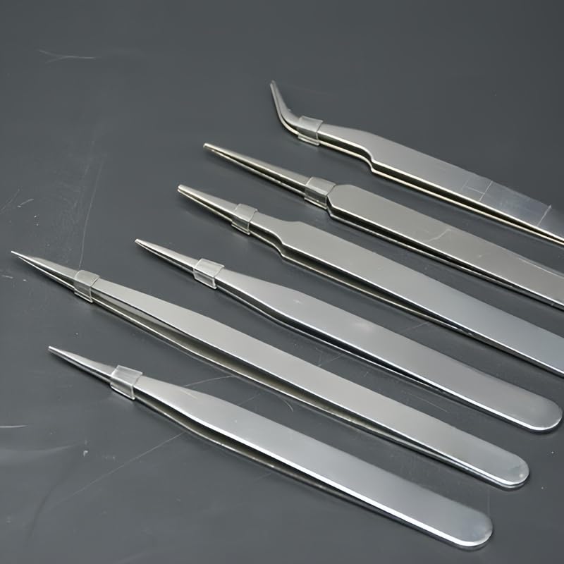 MySouqEg | 6pcs, Precision Tweezers Set, Multi-Specification Tweezer Clips, DIY Notebooks, Diaries, Jewelry Making, Hand Repair Tools, Succulent Planting Care And Home Use, Straight And Curved