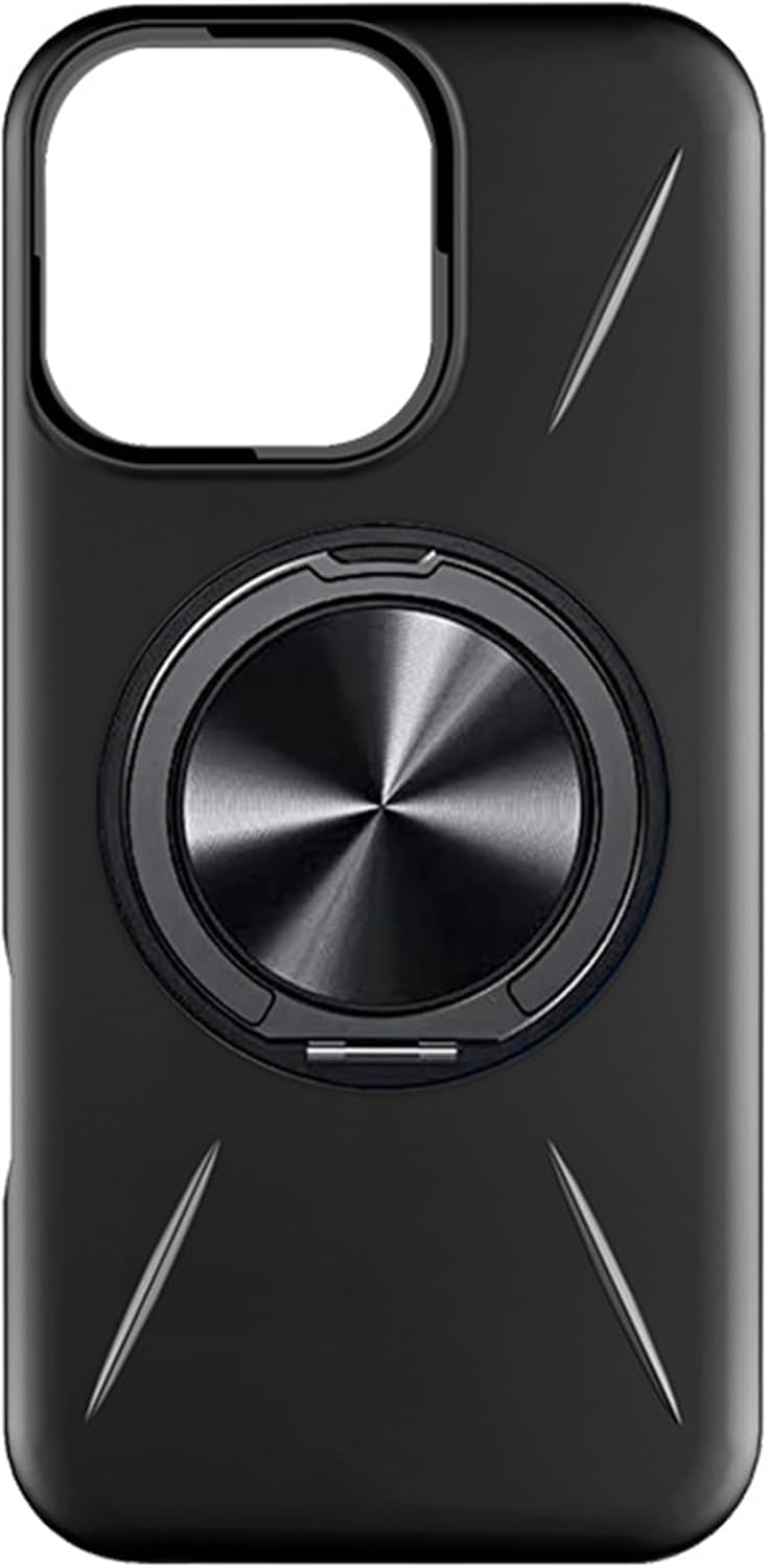 Eco Magnetic Case for iPhone 15 pro max, Slim Frosted Non Slip Case Cover with Rotation Ring Stand Soft TPU Protection Cover Support wireless charger 360 Ring Stand (Black)