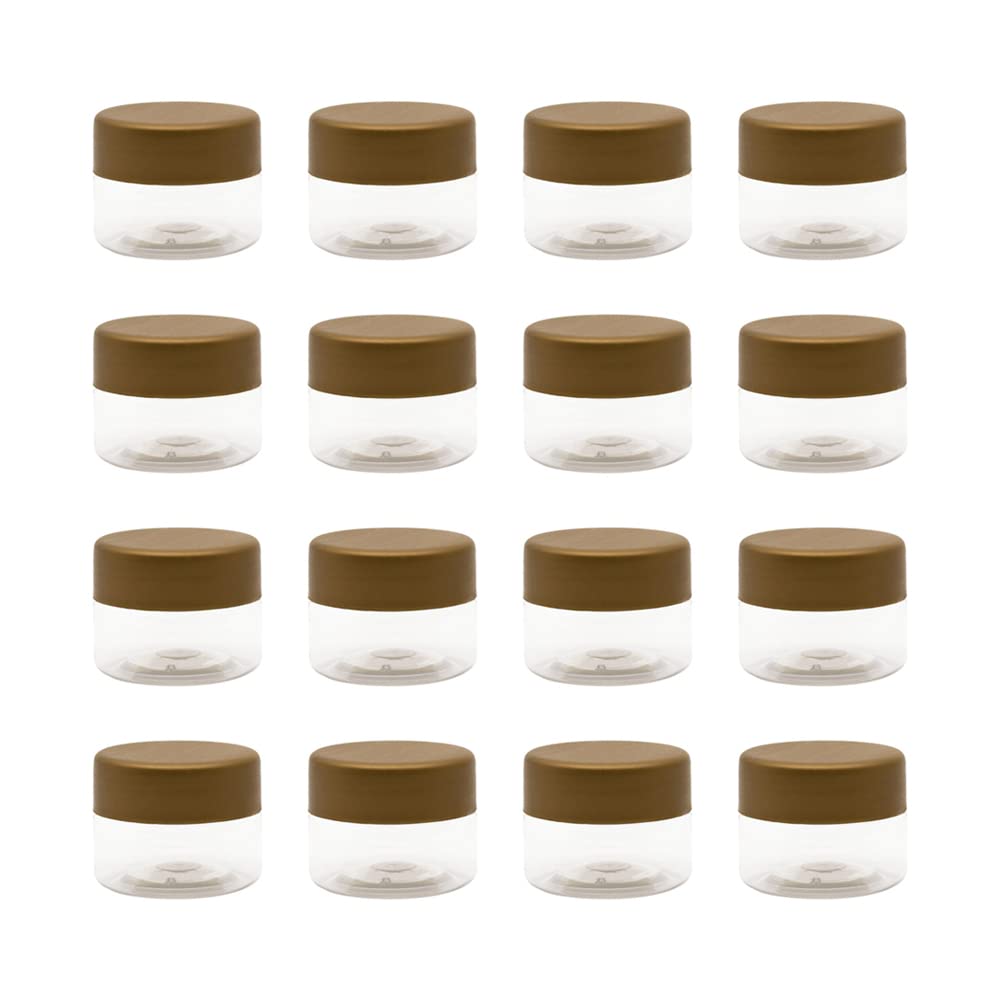 Artistic FUNNY 20ML Clear White Plastic Jar - Gold Lid Healthy Plastic Empty Refill Jar Storage Container Empty Round Tins
