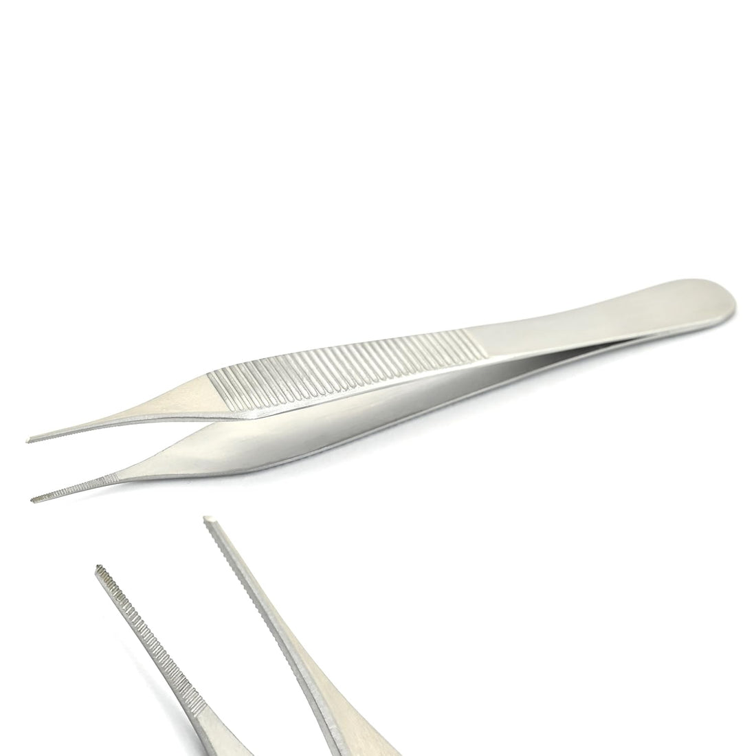 Ultra Fine Points Adson Dressing Forceps 1.0 mm Serrated Jaws Straight Tips 12 cm / 4.75 inch Medical Surgical Veterinary Plier Tweezer Instruments (4-2-4)