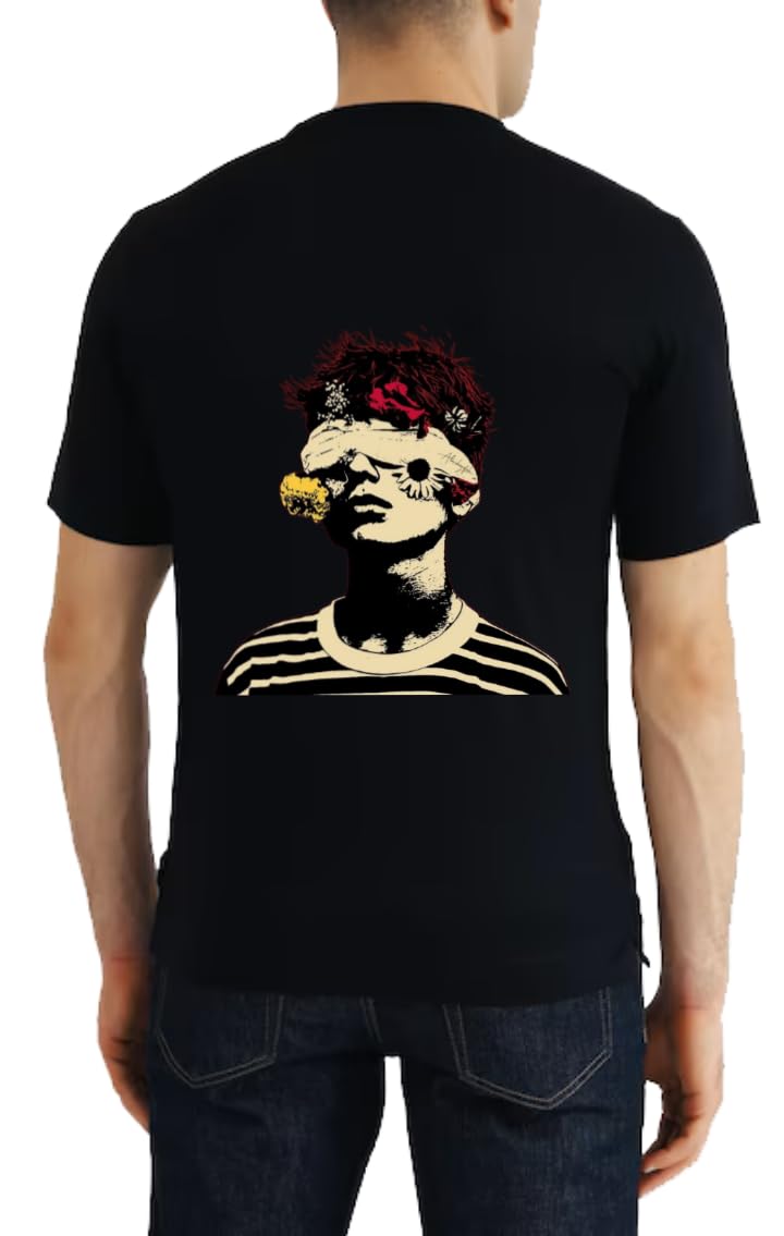 Flowers and Eyes T-shirt back Black
