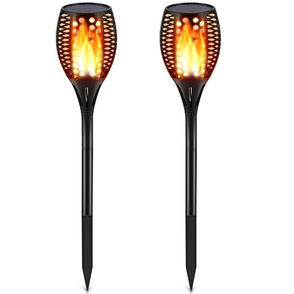 IP65 Waterproof Garden Torches Dusk to Dawn Auto on LED Realistic Court Outdoor Solar Lights (Pack of 2)