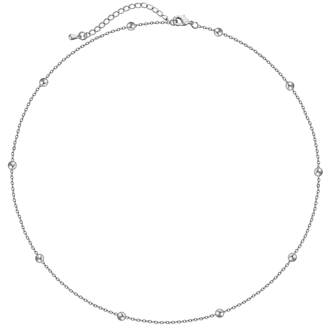 Kyerlyn dainty choker necklace 18k silver plated beads cute handmade adjustable choker necklace delicate simple fashion jewelry gift for women girls- blue