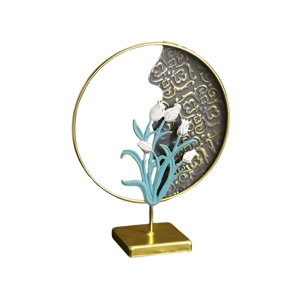 Beautiful Interior Decor - Antique Metal Flower Statue, Stylish Decorative Art Statue For Your Living Room, No Electricity Needed