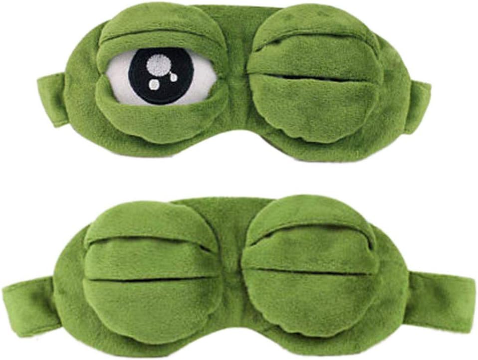MySouq-Store 1Pcs - 3D Frog Cartoon Design Sleeping Eye Blinder Soft Plush Eye Mask Green