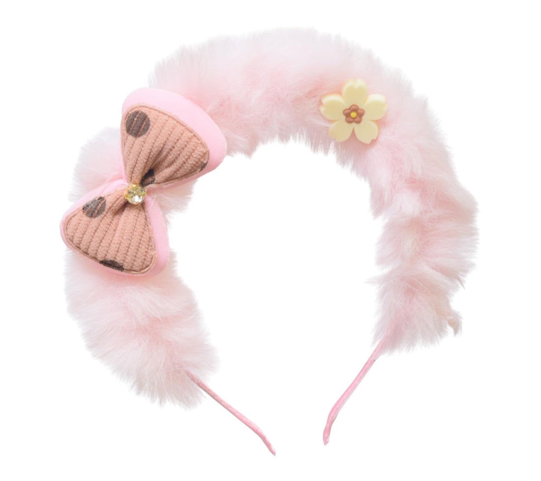 Daphne Half Padded Hair Band With Bow Design For Girl - Pink Biege