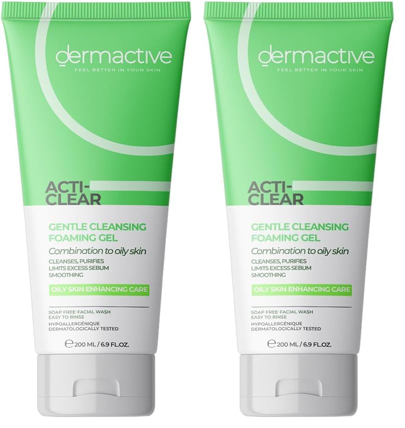Dermactive ACTI-CLEAR Gentle Cleasnsing Foaming Gel 200ML / 6.9 FL.OZ (Pack of 2)