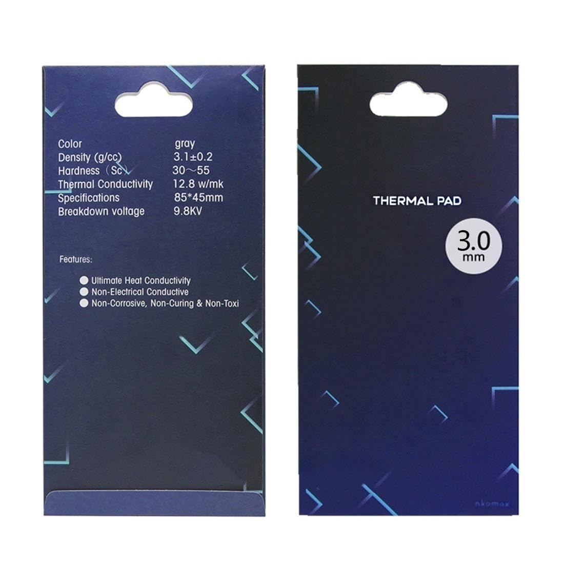 Thermal Pad 12.8 W/mK, 85x45x3mm, Non Conductive Silicone Thermal Pads for Laptop Heatsink/GPU/CPU/LED Cooler (3mm)