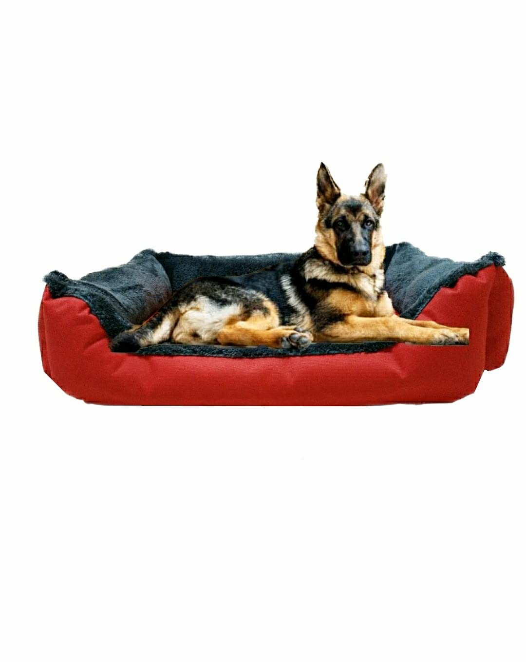 Pet animal bed for large and medium sized dog breeds, with internal cushion double face for summer and winter