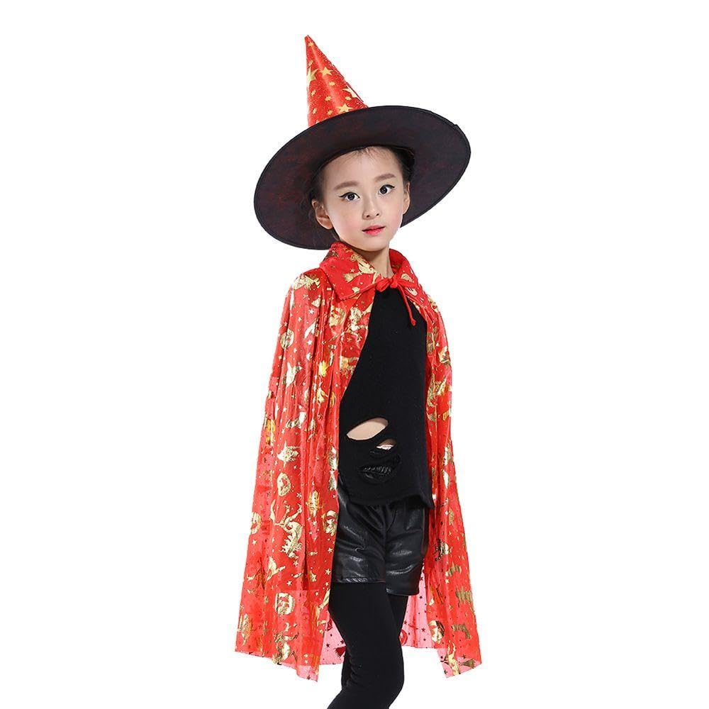 Halloween Scary Cloak Sets Cosplay Costume Wizard Cloak And Hat - Girl Boy Adult Cosplay Holiday Party
