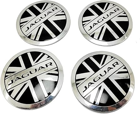 3D Car Wheel Center Hub Cap Cover Kit - 4pcs 56mm Paste -` Compatible with Jaguar Black
