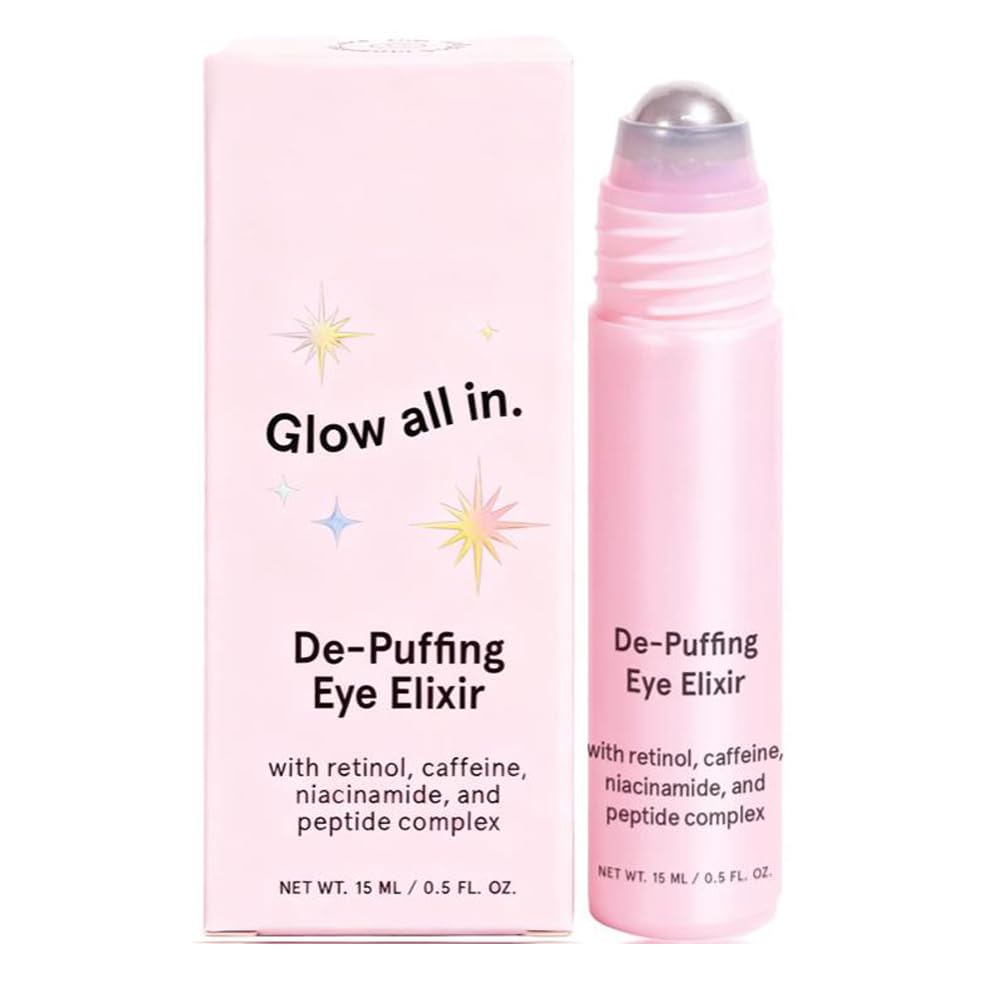 Under Eye Brightener with Cooling Metal Rollerball - Centella Asiatica & Caffeine Eye Serum for Puffy Eyes - Travel Essentials - Under Eye Cream - Travel Essentials (15ml / 0.51floz)