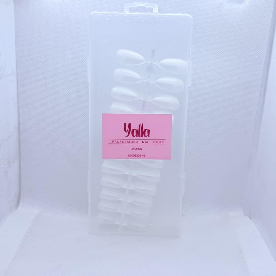 240pcs / 24pcs Fake Nails 5 Shapes Full Cover Stiletto Fake Nail Tips False Nail Art Tips For Practice Hand Display Nails Art Gel Design (Almond 240 Pcs Glass)