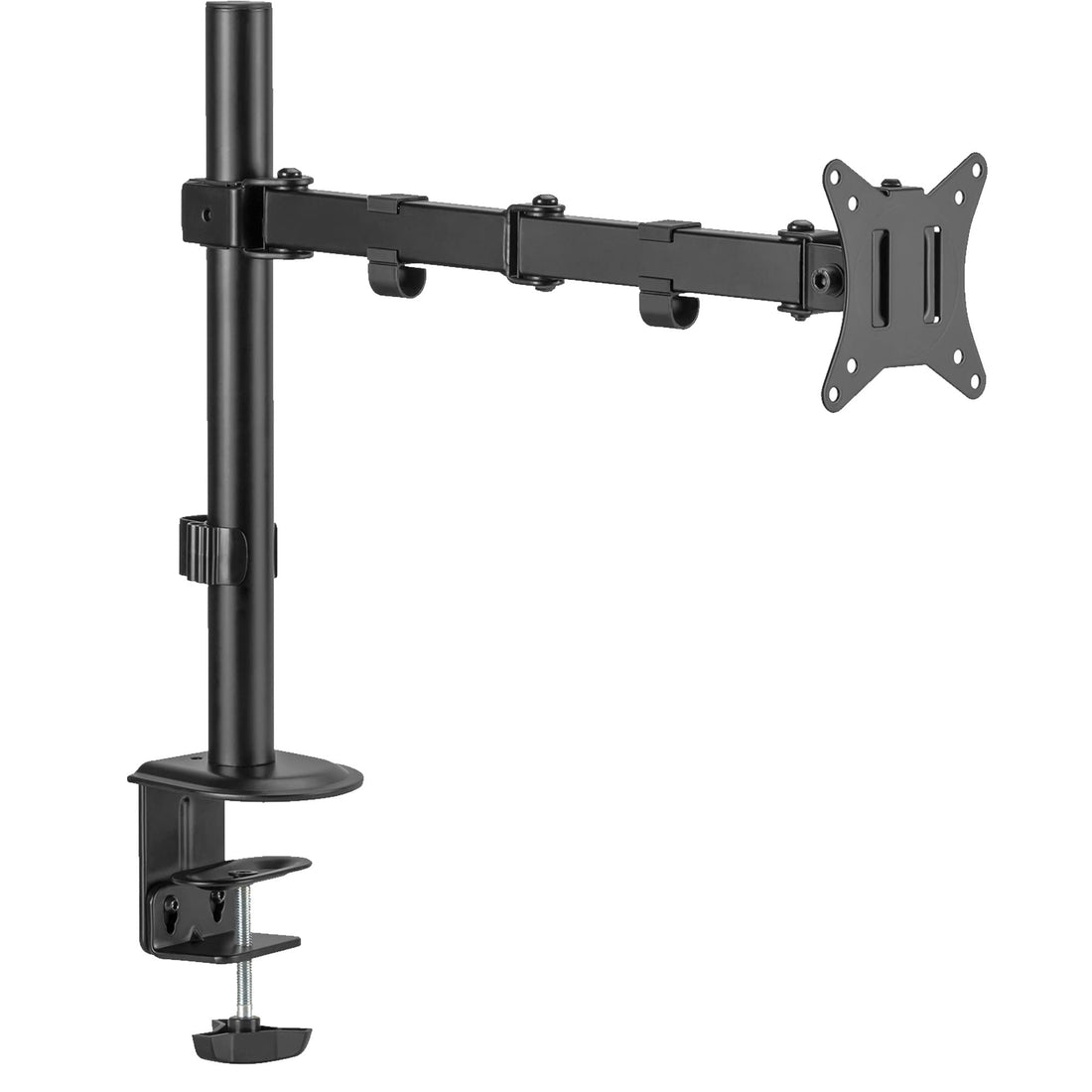 Flexion Series Desk Mount Monitor Stand - Heavy Duty Fully Adjustable for LED-LCD Screens up to 27" - Single-Monitor Steel Articulating Mount With Grommet for Home